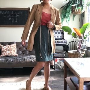 Boho chic leather trench coat